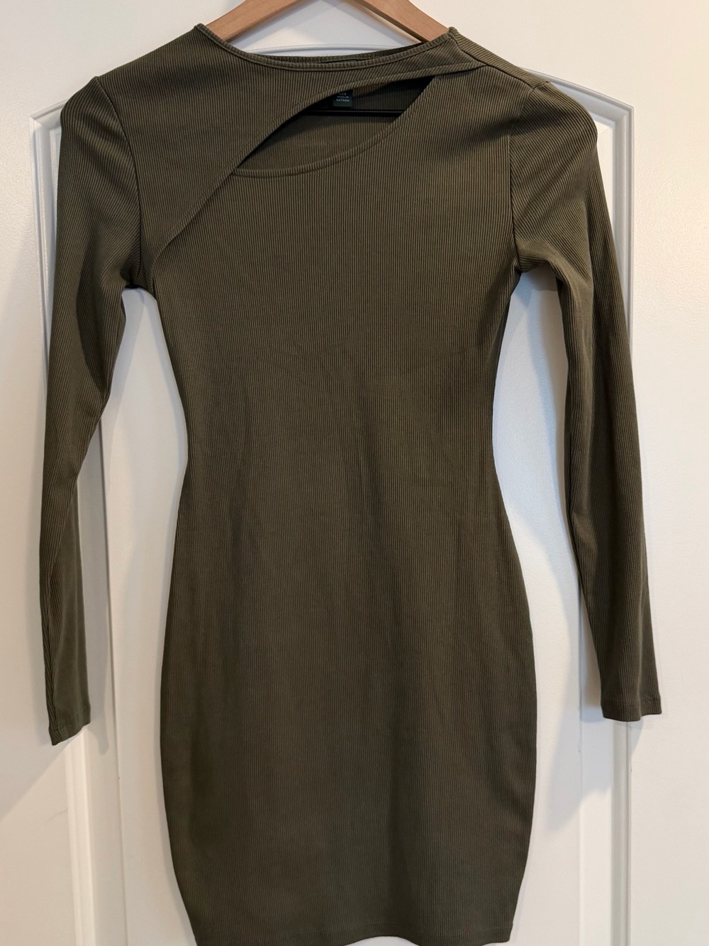 wild fable Olive Cutout Ribbed Long Sleeve Mini Dress